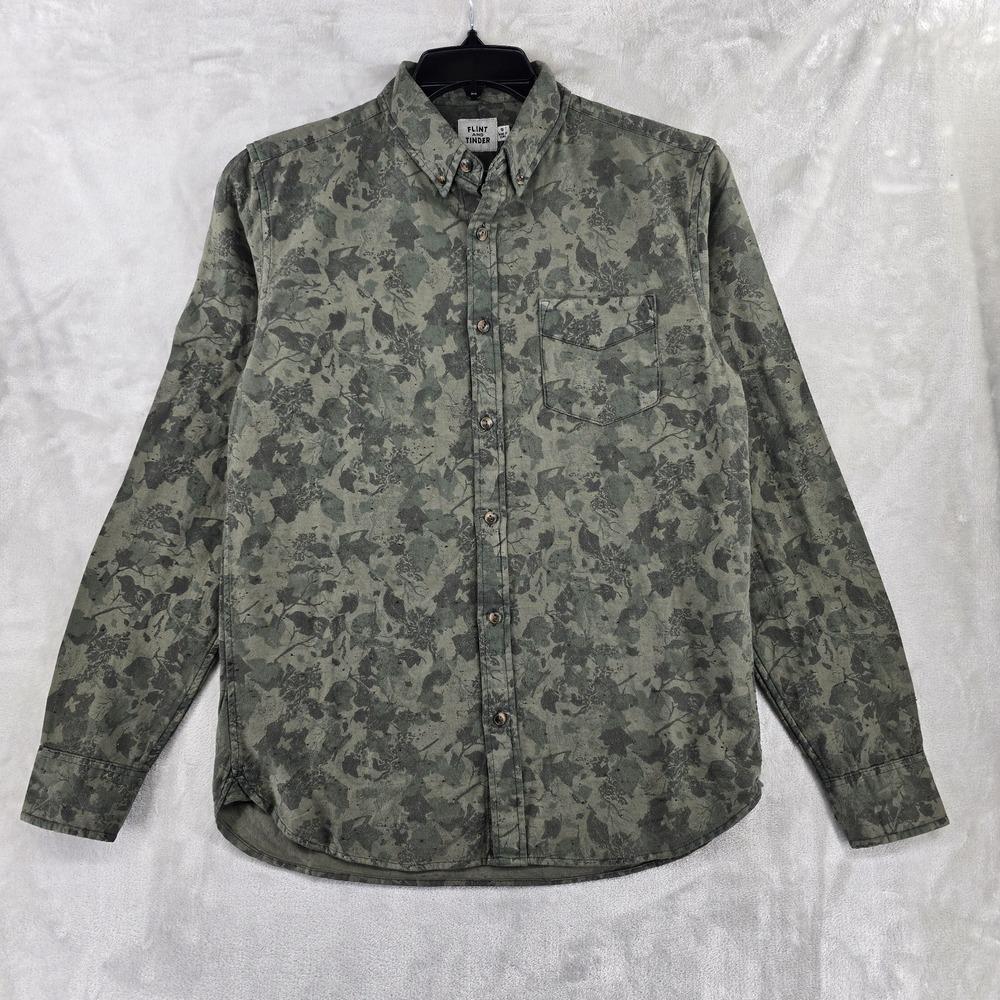 Flint‎ And Tinder Green Leaf Camo Long Sleeve Button Up Mens Small New